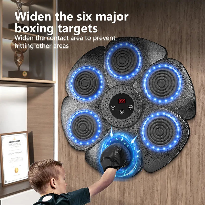 Black plastic smart boxing wall target with LED lights and Bluetooth connectivity for teenage training