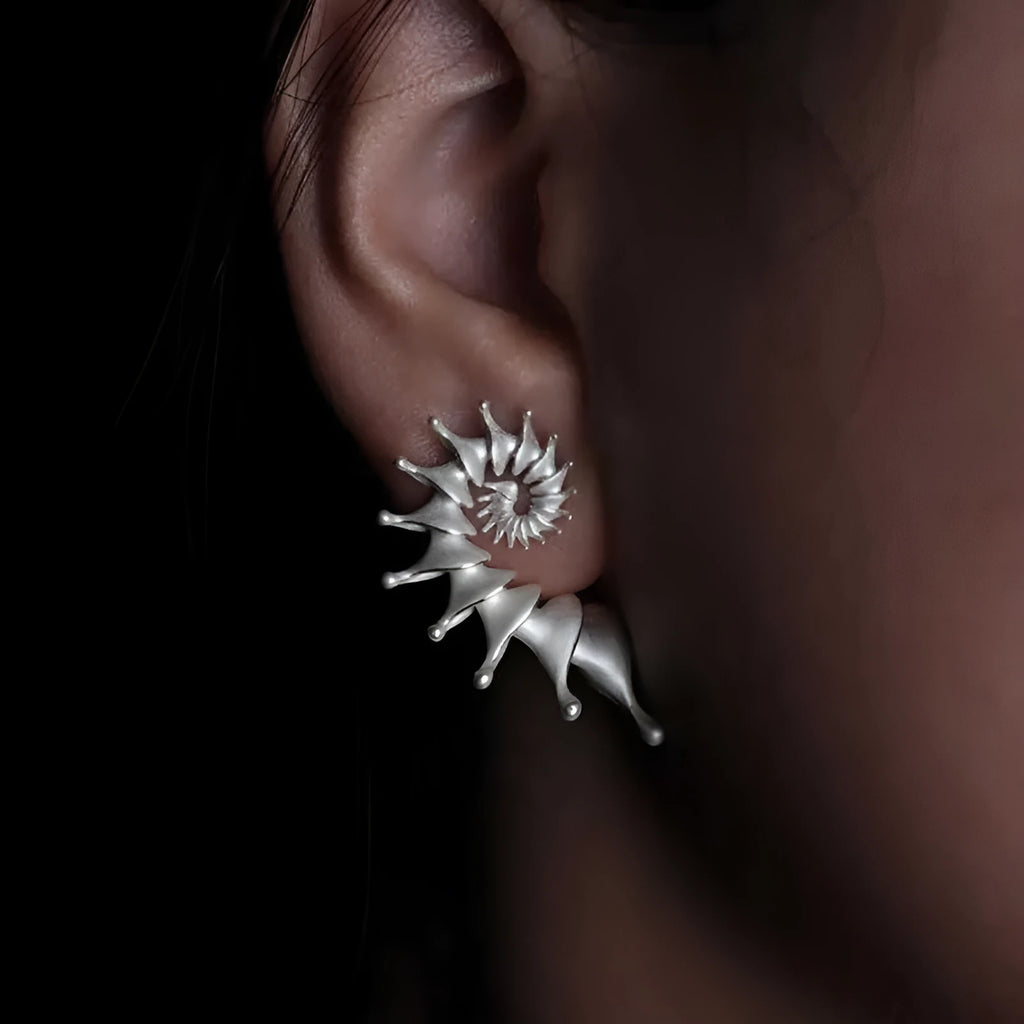 Alloy conch stud earrings with exaggerated three-dimensional shape and matte finish