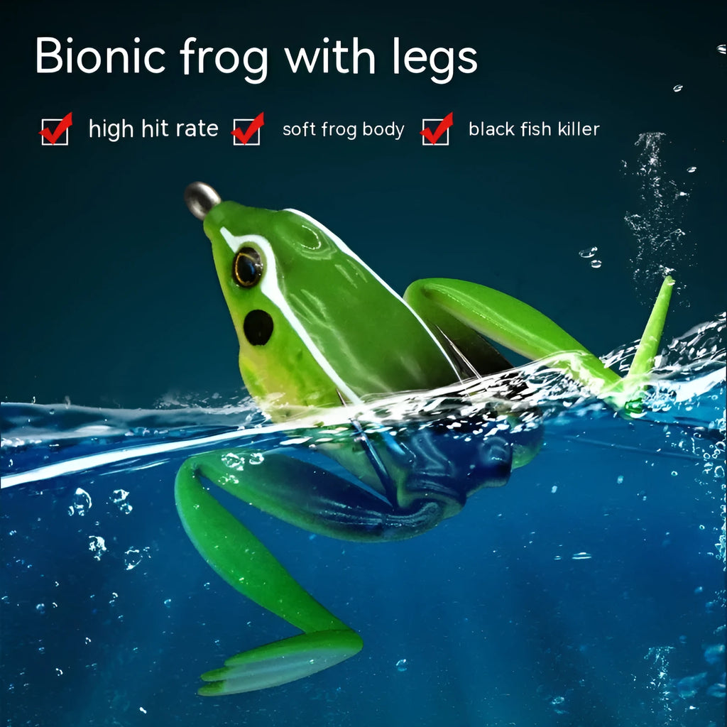 Luya fishing artificial bait with frog snake head design and double hooks in grass green colour