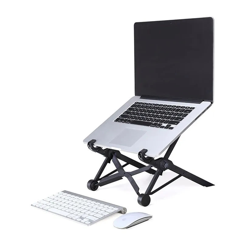 Portable folding computer bracket in sagacious black with carrying case