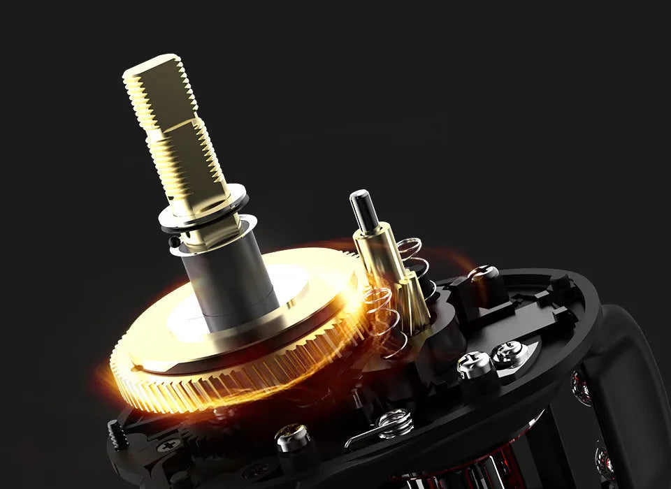 Drip Wheel fishing reel with rocking wheel line mechanism showing left and right hand configuration options
