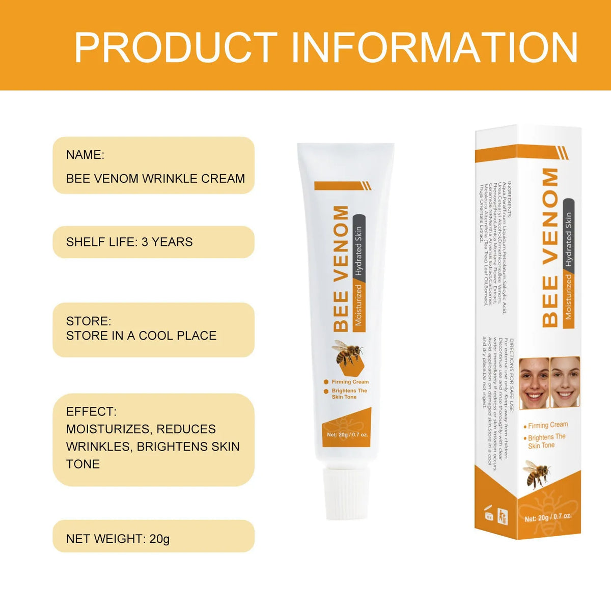 BEE facial and neck cream 20g jar with honey-based moisturising formula