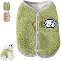 Green coral fleece dog sweatshirt vest with leash ring for small pets in autumn winter