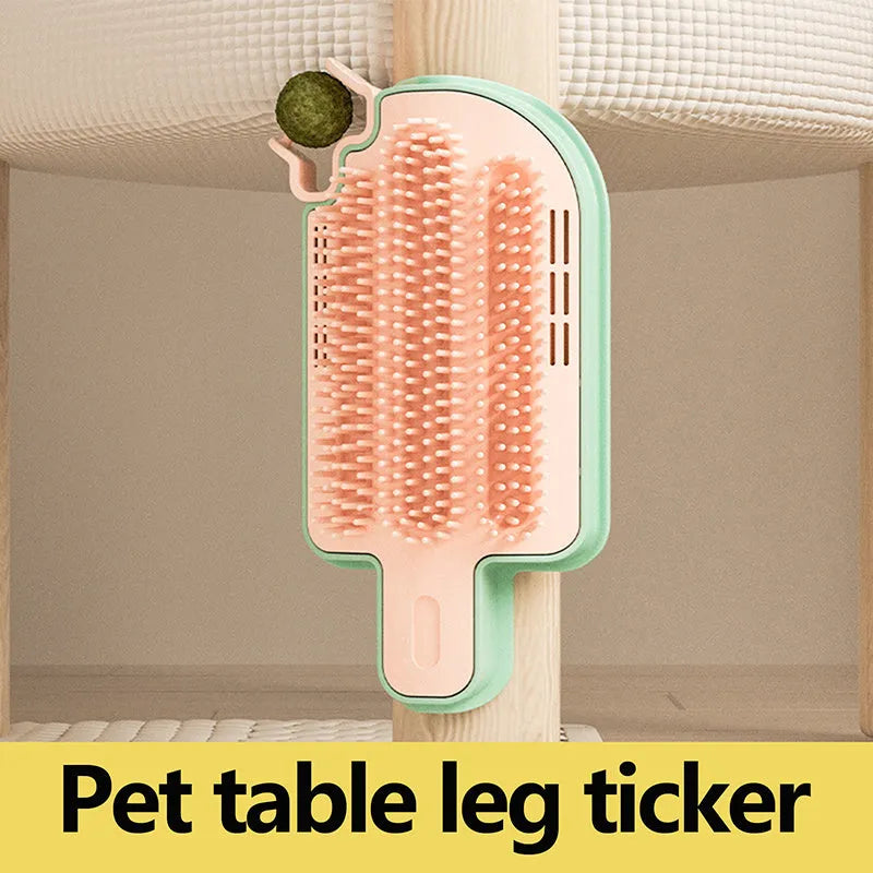 Ice cream cone shaped cat scratching toy with grooming massager function