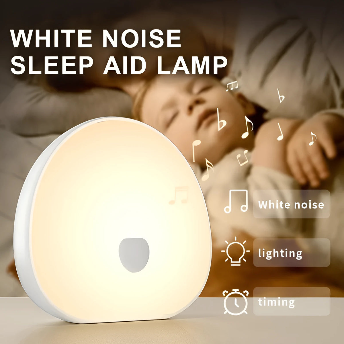White rechargeable baby night feeding comforter with soft fabric and musical functions