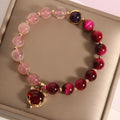 Strawberry crystal bracelet on elastic rope, 18cm length, simple women's fashion jewellery
