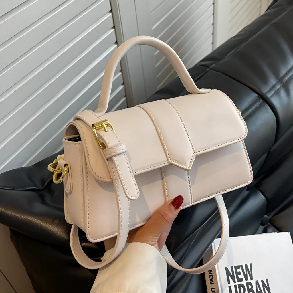 Women's PU messenger bag in horizontal square shape with file organisation internal structure