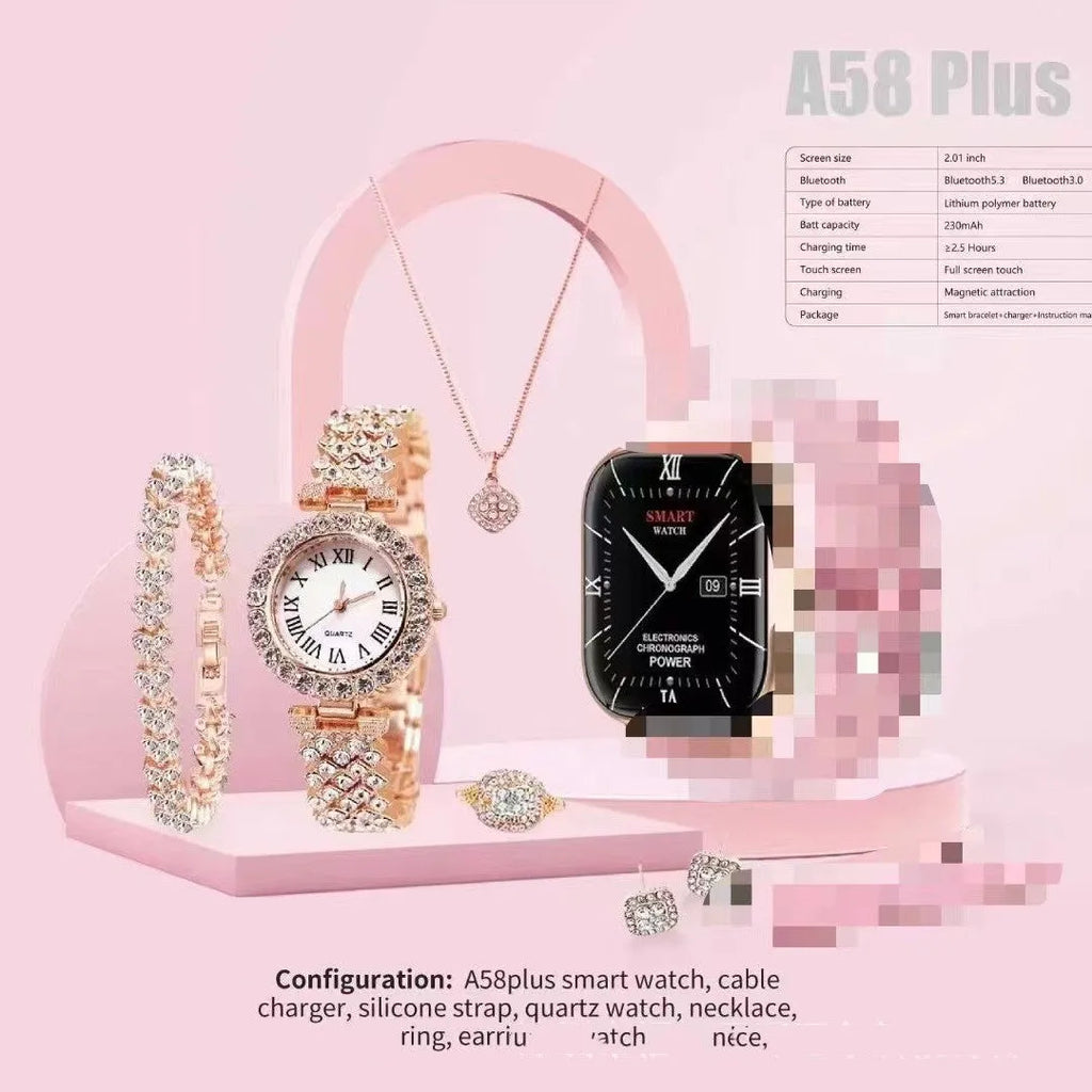 A58plus smart watch showing TFT screen, on wrist, with Bluetooth calling and long battery life features.