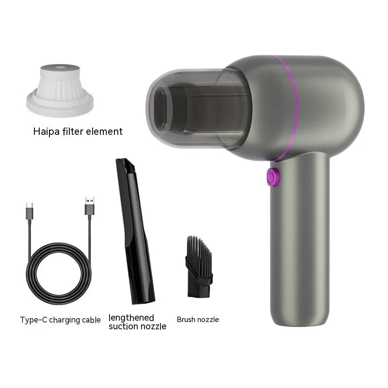 XC-06 gray handheld portable car cleaner with dust bin and attachments