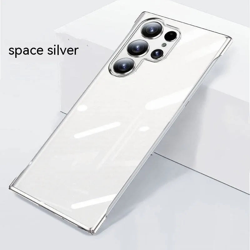 Ultra-thin transparent frameless Samsung phone case with electroplated PC finish and anti-fall design