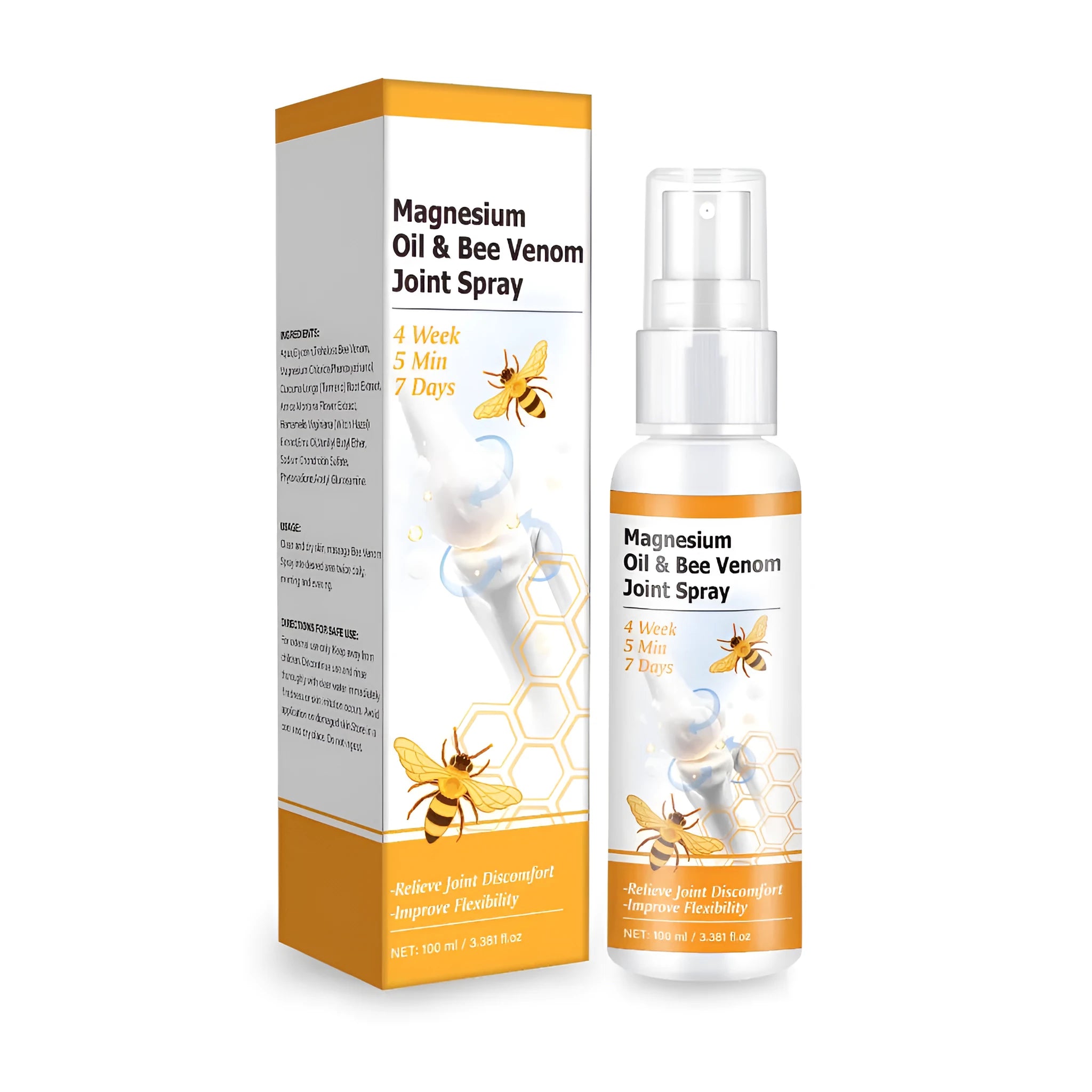 152mm tall bottle of 100ml magnesium oil joint spray gel with pump applicator.