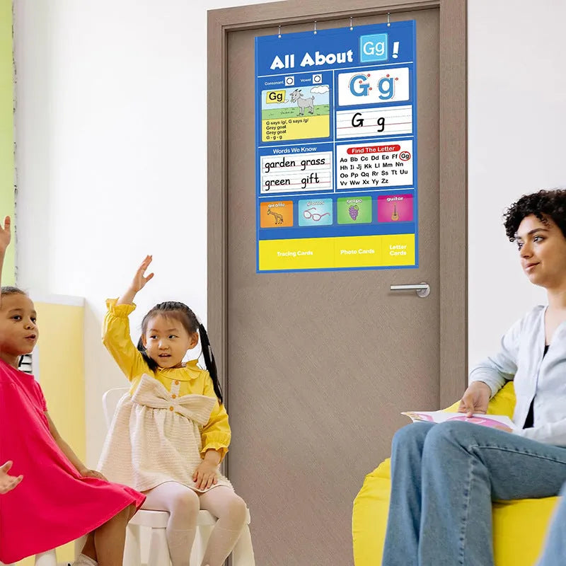 Alphabet learning chart sleeve table with word cards, letter cards, picture cards and letter songs