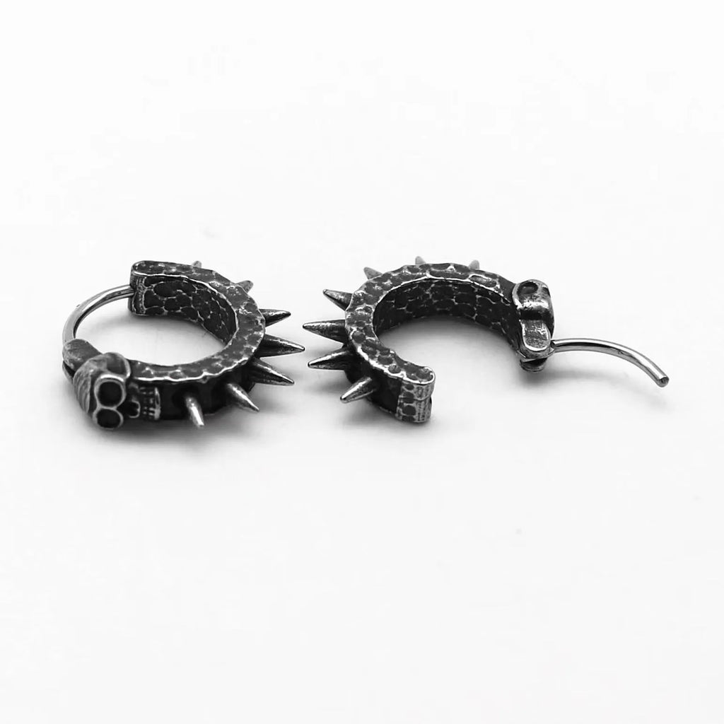 Geometric black alloy motorcycle earrings for punk fashion