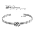 Adjustable knotted C-shaped double-layer bracelet in stainless steel with gold plating