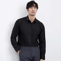 Men's wine red slim fit long sleeve cardigan shirt on a hanger.