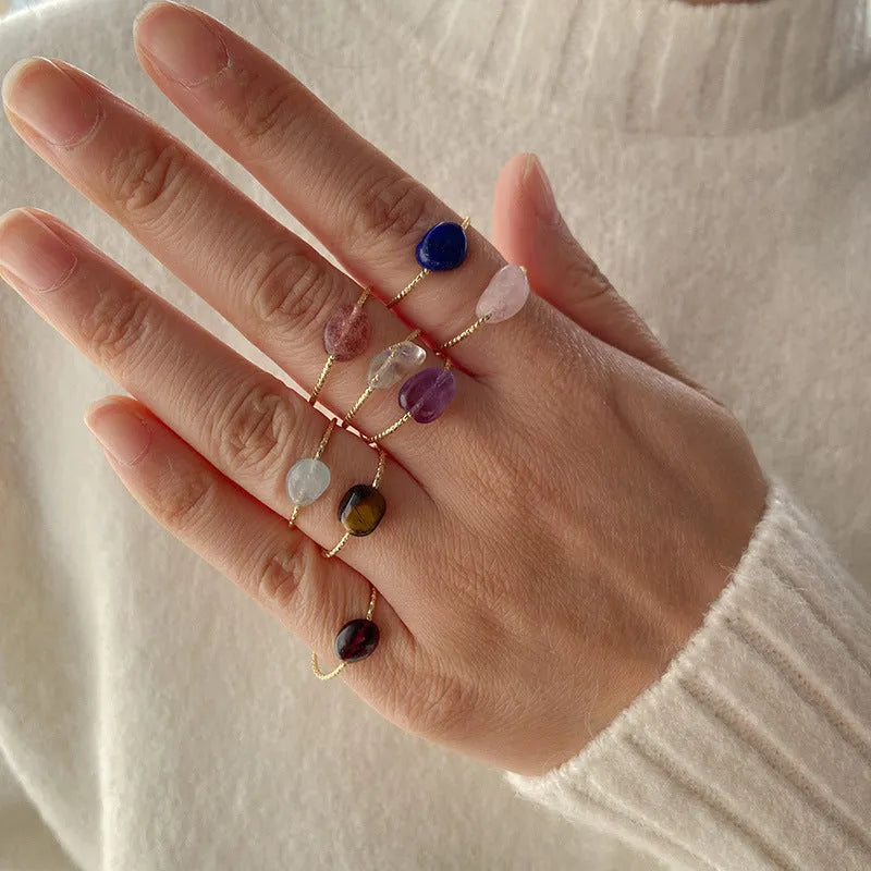 Original design geometric agate women's ring showing coloured stone in structured setting