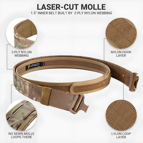 2-inch thick tactical waist belt with quick-release alloy buckle in CP camouflage colour
