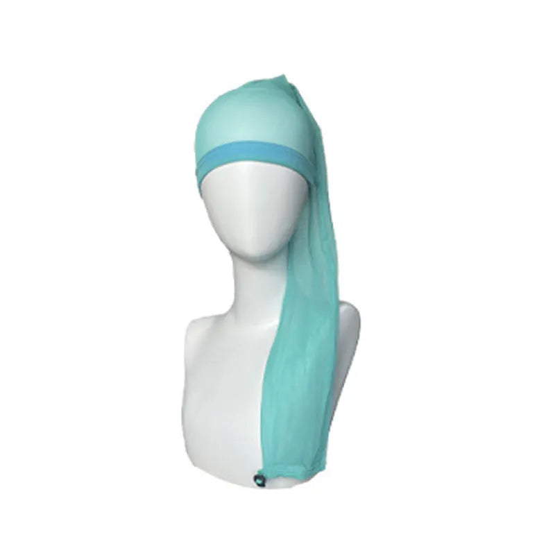 Mesh wig cap with elastic oversleeve design shown in various colour options including leopard print