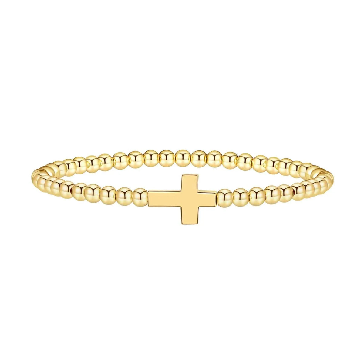 Adjustable stainless steel beaded bracelet for women in a simple geometric style with round beads.