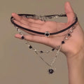 Women's creative multi-layer heart necklace with adjustable clavicle chain