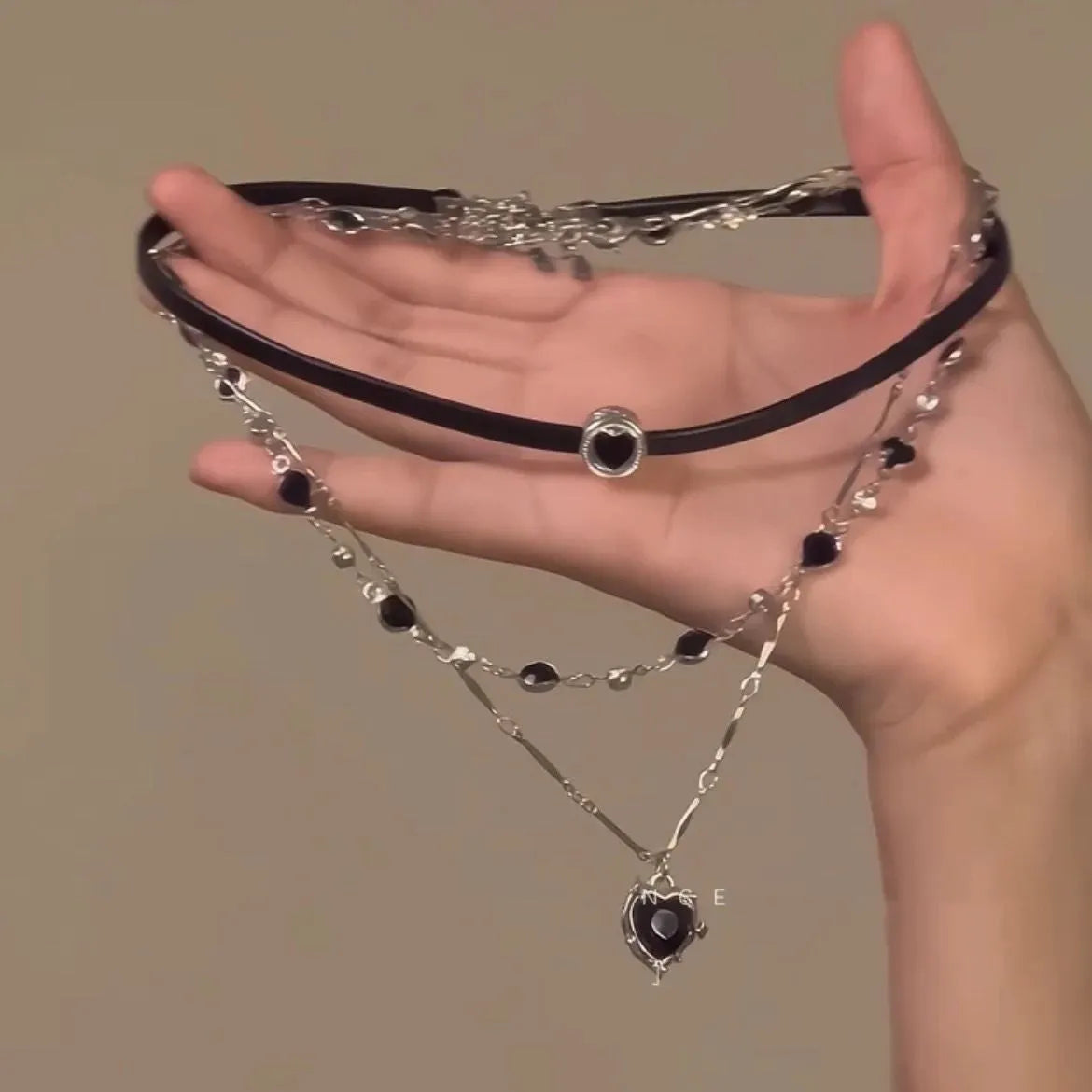 Women's creative multi-layer heart necklace with adjustable clavicle chain