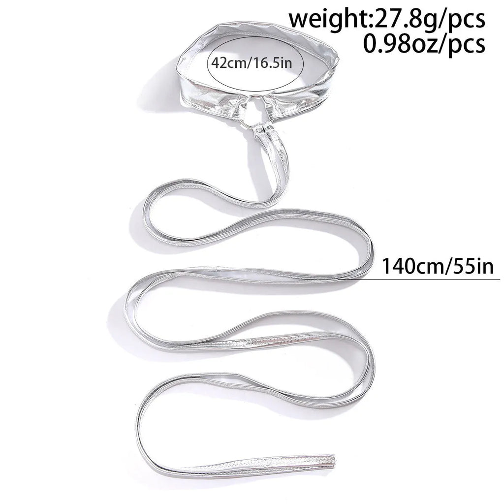 Silver alloy thigh chain with geometric shape and lace-up cross design for adjustable fit