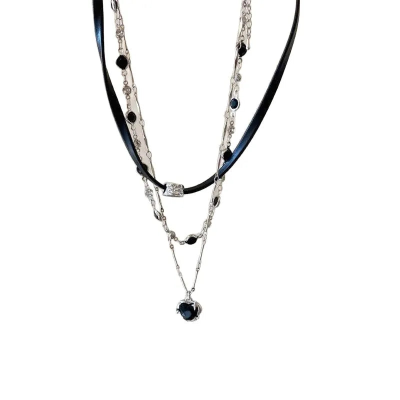 Women's creative multi-layer heart necklace with adjustable clavicle chain