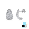 Geometric women's ear studs in sterling silver with white moissanite stones.