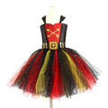 Girls pirate costume dress with sequin decoration and mesh sleeves for Halloween