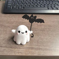 Mini ghost walking dog statue Halloween decoration with bat motif