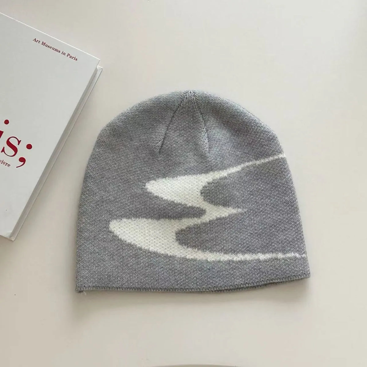 Medium acrylic fibre knitted beanie hat in black grey or white for autumn winter spring seasons