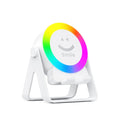 Black and white wireless Bluetooth speaker with induction charging bracket and colourful LED lighting effects