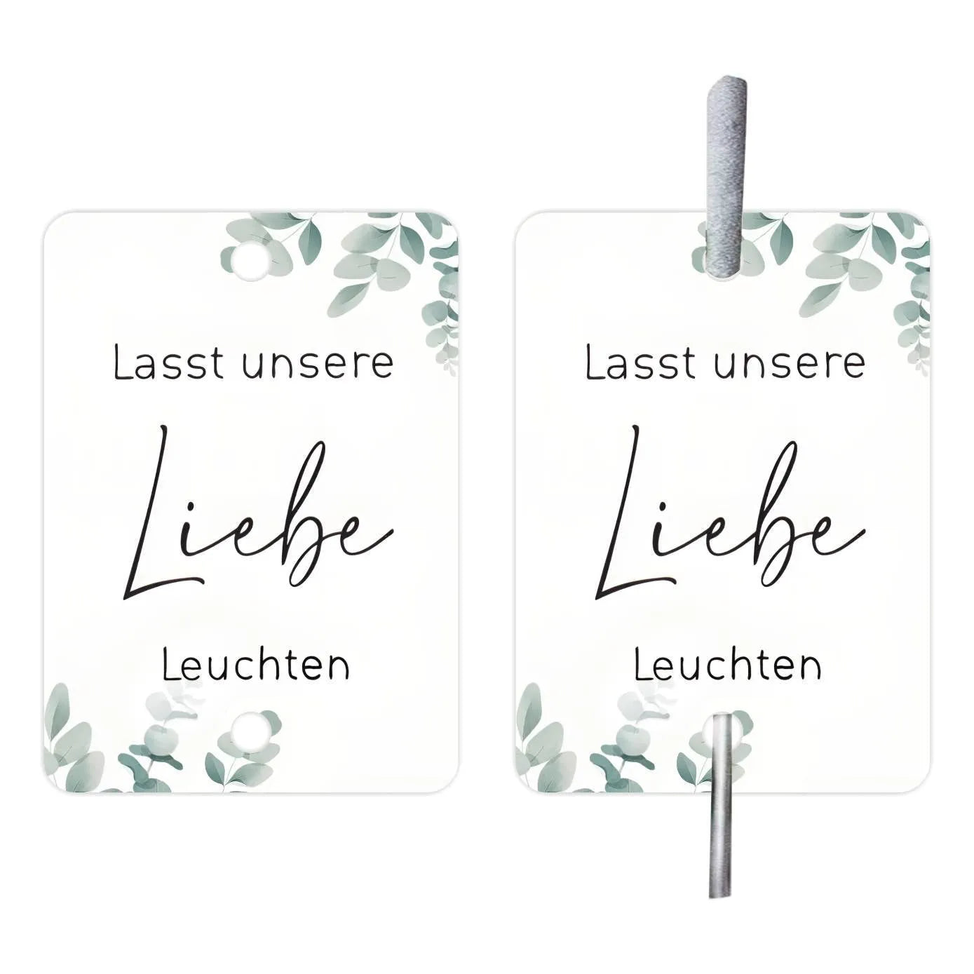 Pack of 50 white decorative paper labels with G45 I Make Love Sparkling design for weddings.