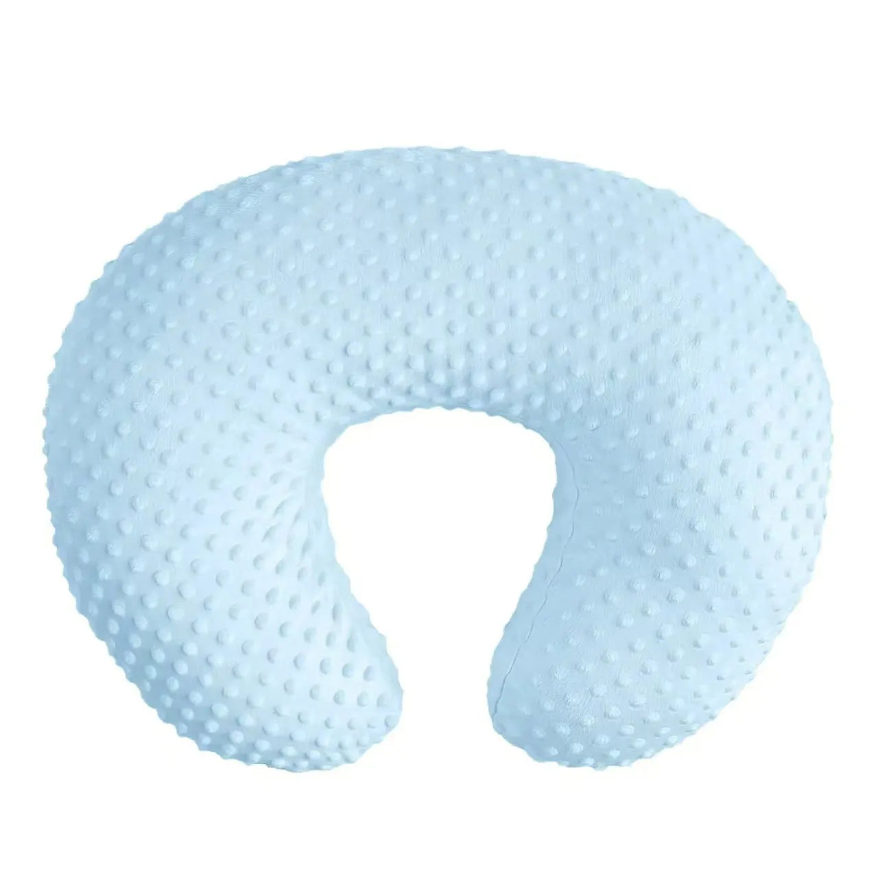 Pink nursing pillow with removable cover for breastfeeding and bottle feeding support.