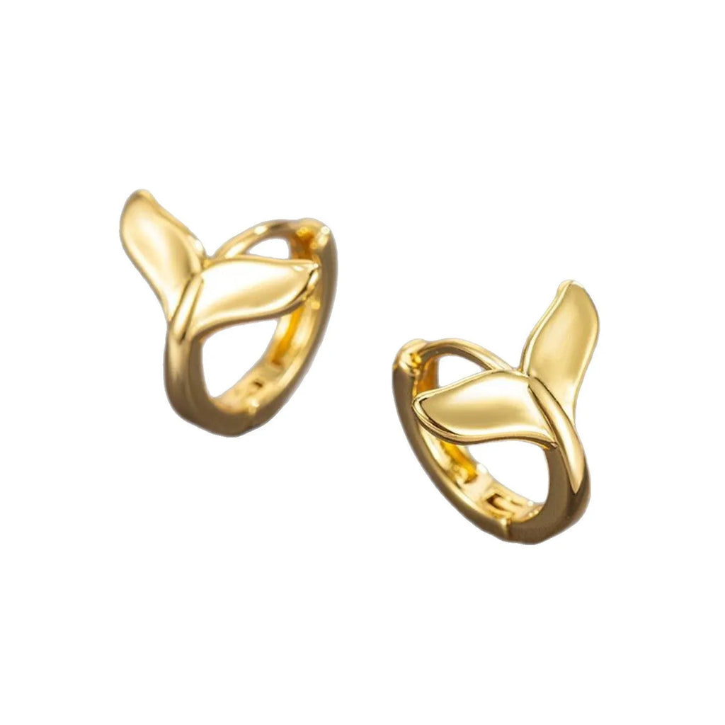 Women's fishtail design earrings in electroplated copper with white gold or yellow gold finish