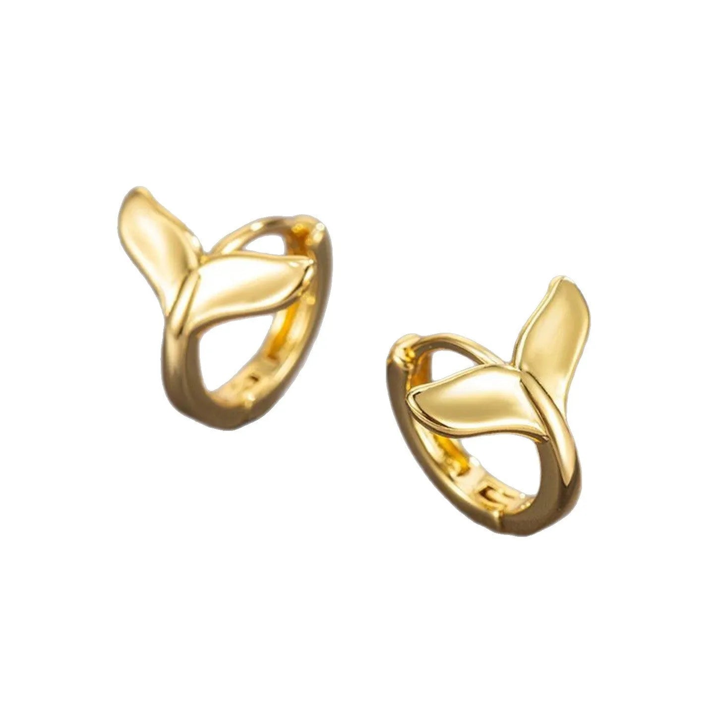 Women's fishtail design earrings in electroplated copper with white gold or yellow gold finish