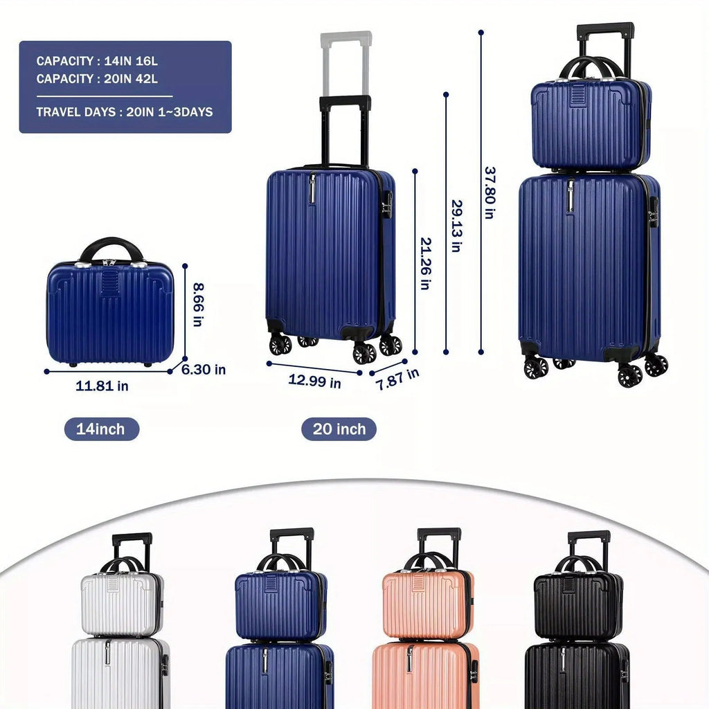 Aluminium alloy luggage set with 14 inch and 20 inch trunks and towel for men's travel