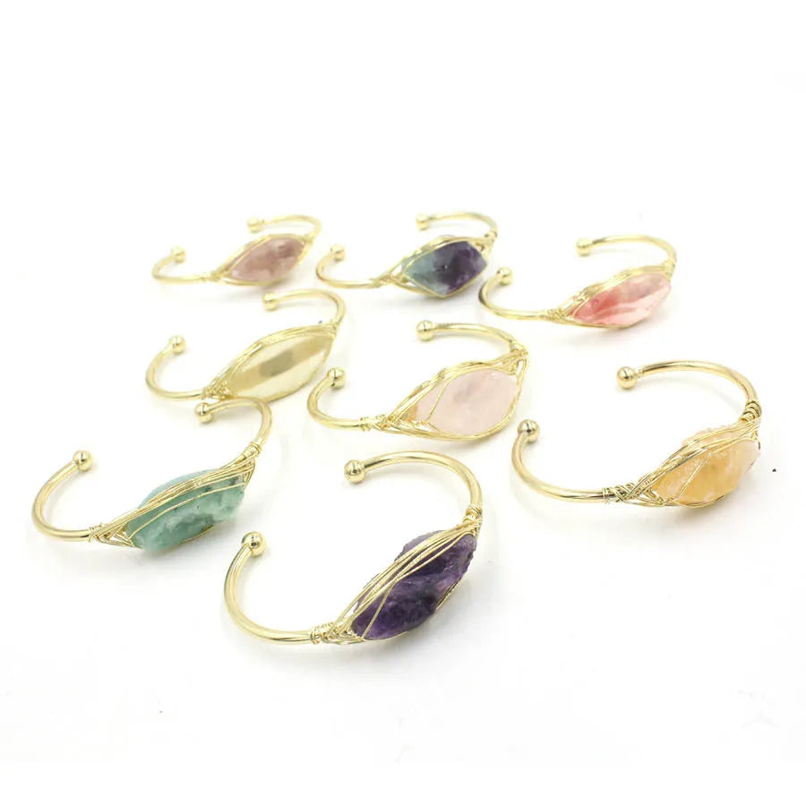 Natural raw gemstone bracelet with 8mm beads in multiple colour options on wrist