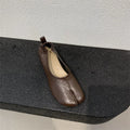 Women's black split toe horseshoe pumps with chunky heel and round toe Korean style design
