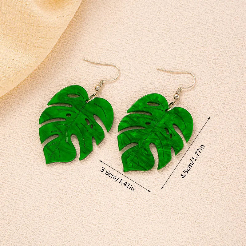 Drop-shaped coconut artocarpus pattern earrings with alloy hooks in five colour variations