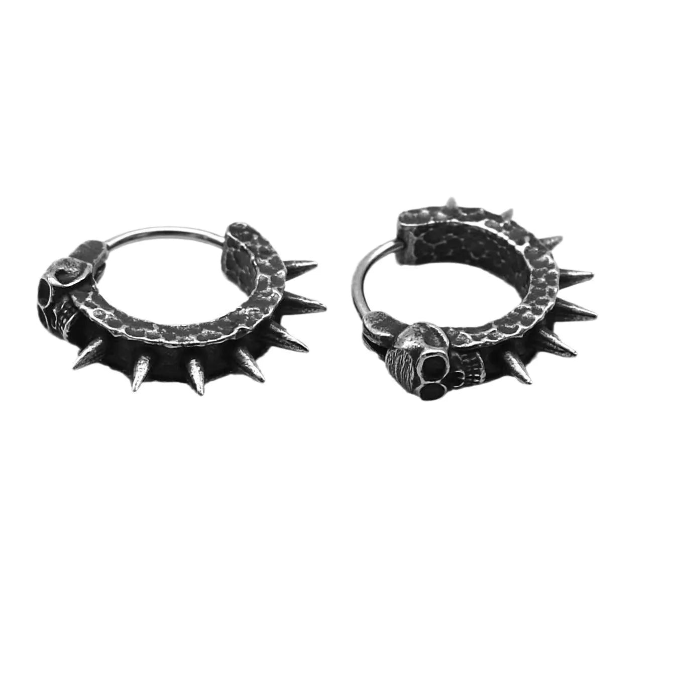 Geometric black alloy motorcycle earrings for punk fashion