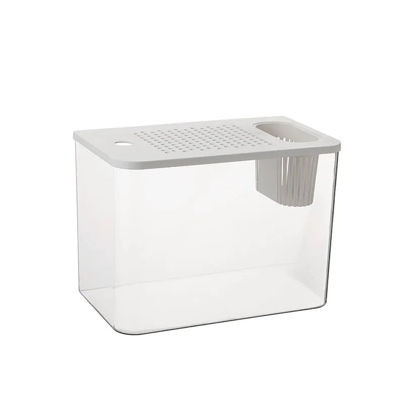 Black or white Betta fish tank with cover, 32cm long by 18.5cm wide by 23cm high
