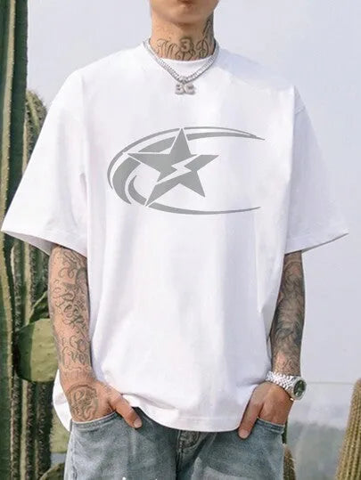Men's solid colour pure cotton short sleeve T-shirt in Japanese retro style.