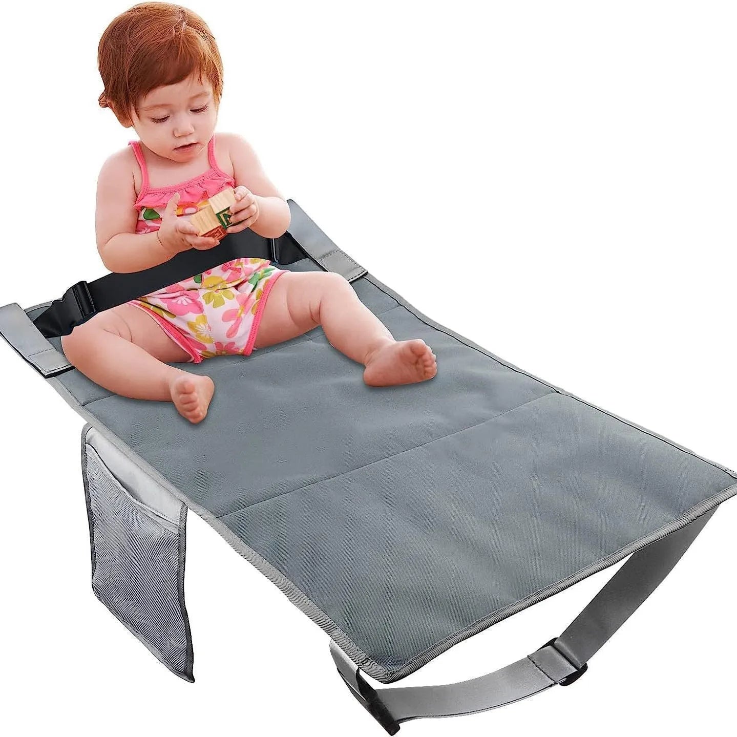 Portable children's aircraft pedal seat extender in nylon with drawstring pocket