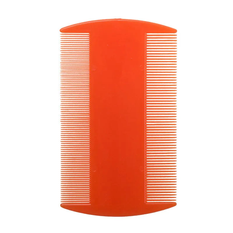 A double-edged fine-toothed plastic comb for flea and lice removal, shown in colour options.