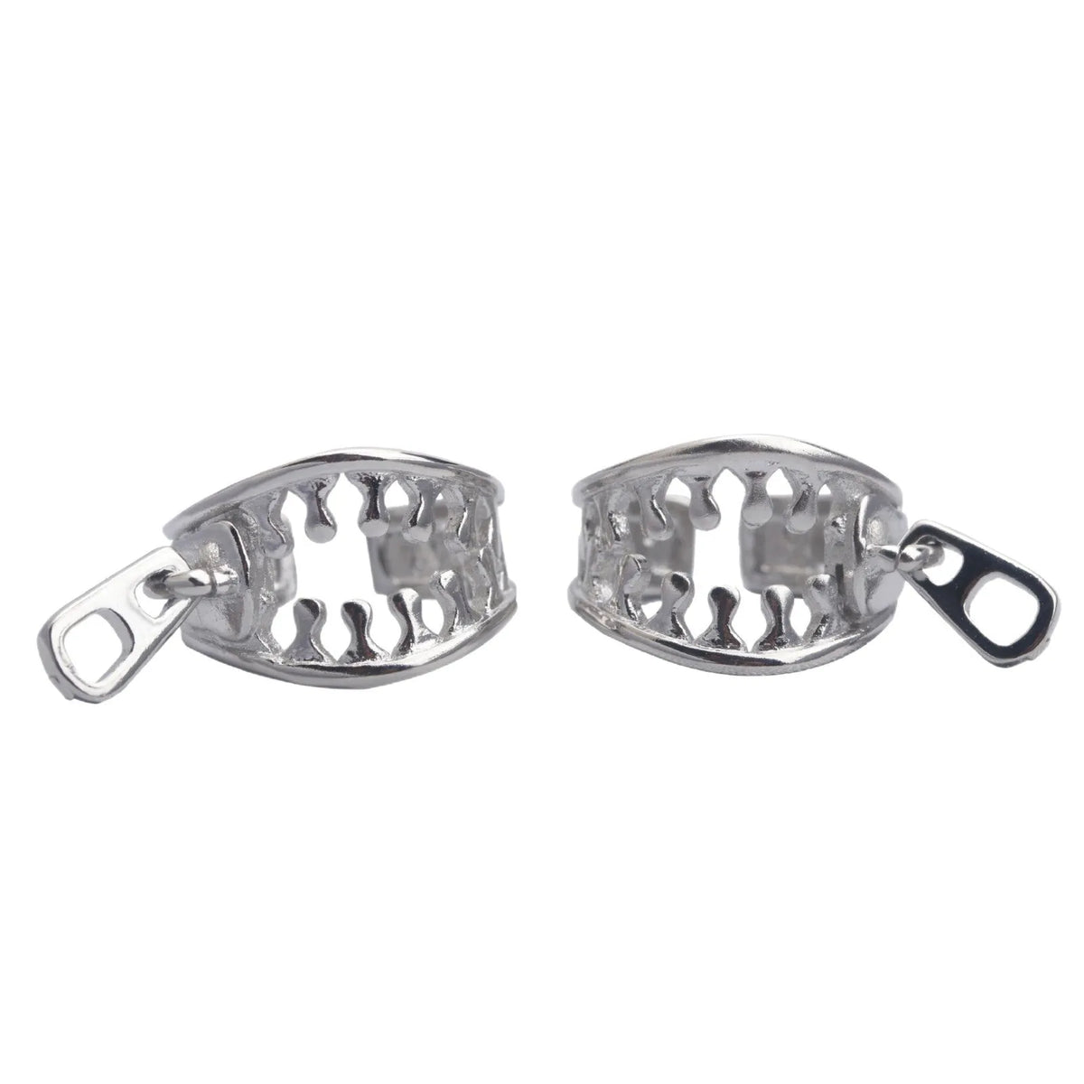 Copper geometric ear bone clips with zipper design in silver ES862 colour