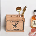 Wooden kitchen storage box with grid compartments for knives forks chopsticks measuring 12.5x12.5x23cm
