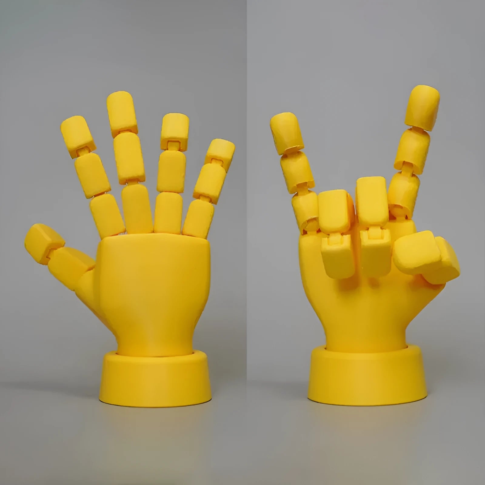 Yellow PLA movable joint hand props with American style decorative detailing