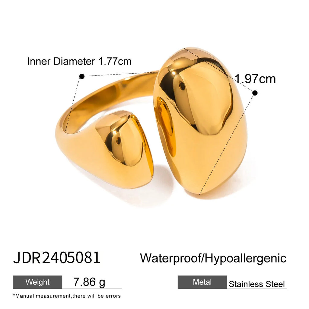 Women's stainless steel geometric open ring with electroplated finish in JDR2405081 colour