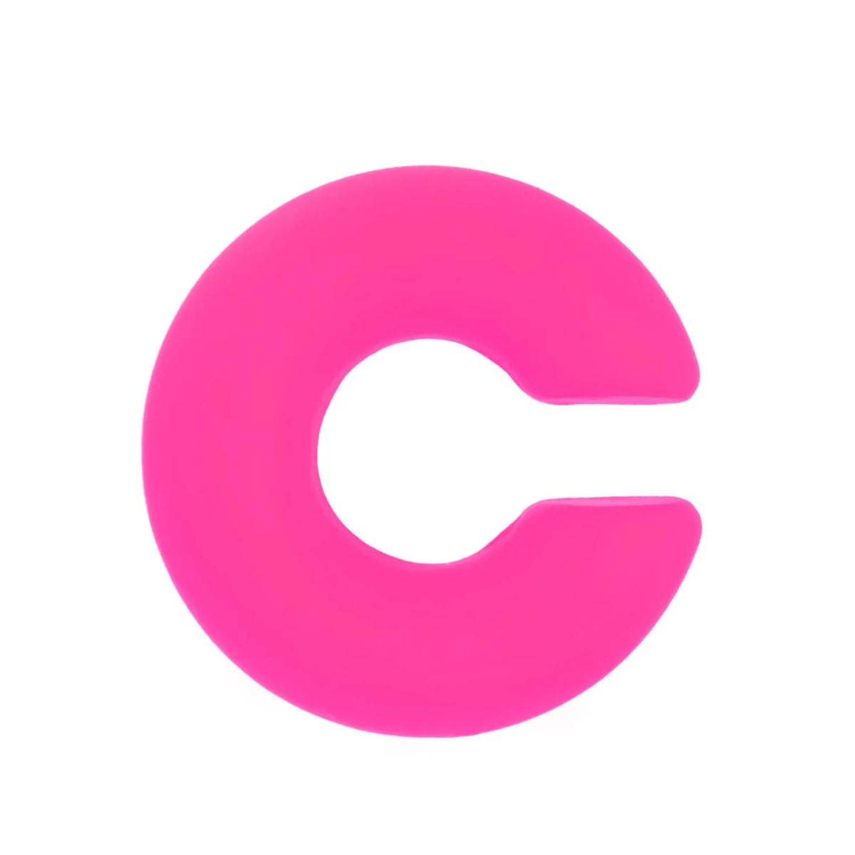 Geometric C-shaped matte clip-on earrings in multiple candy colours on a white background.